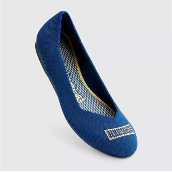 Rothy's The Ballet Flat Slip-On Comfortable Blue Holiday Licorice Size W9.5 NWOB